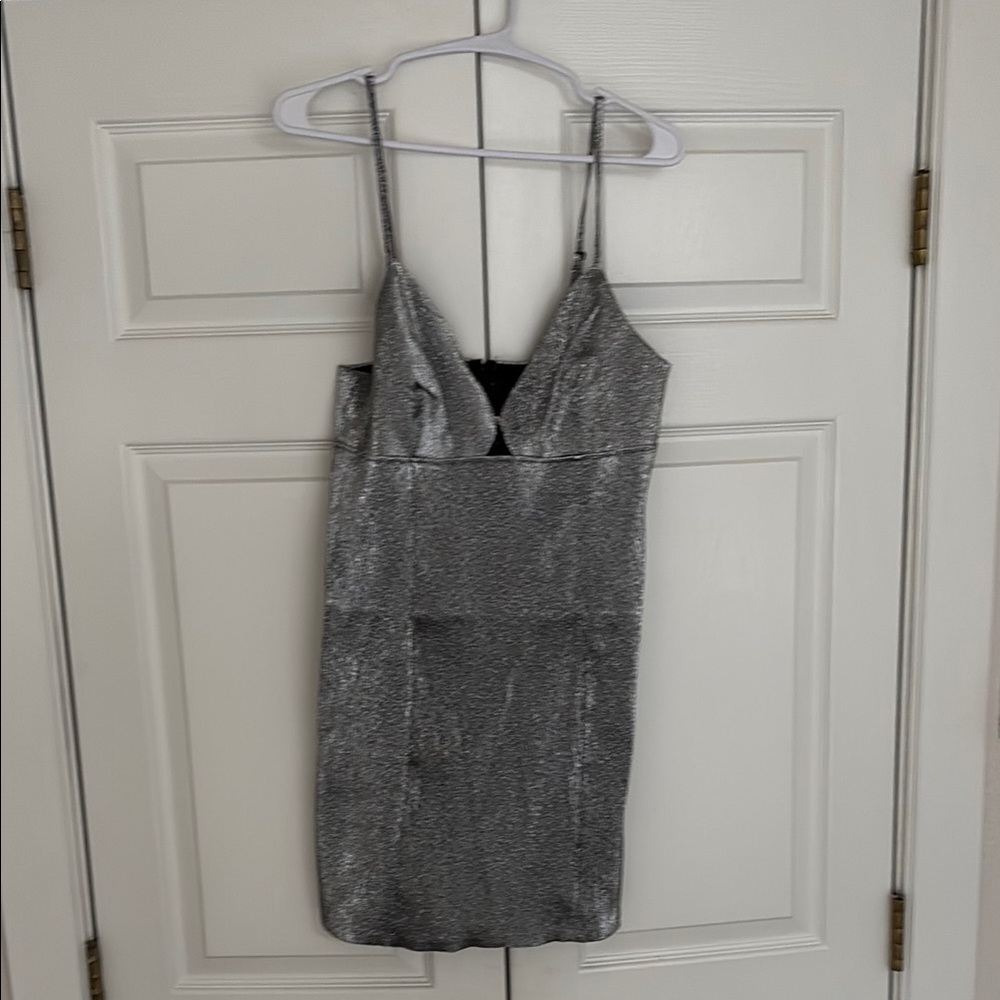 Silver Spaghetti Strap Dress